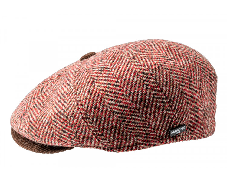 MARONE RED HERRINGBONE FLAT PANEL 8 CAP